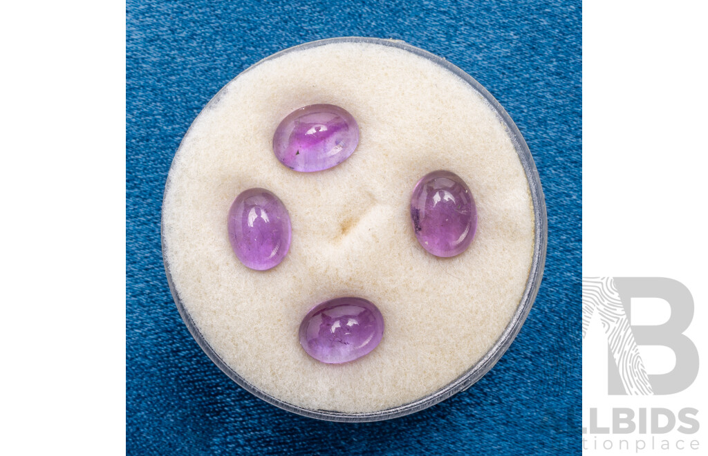 Oval Cut Cabochon Natural Amethysts - Lot of 4