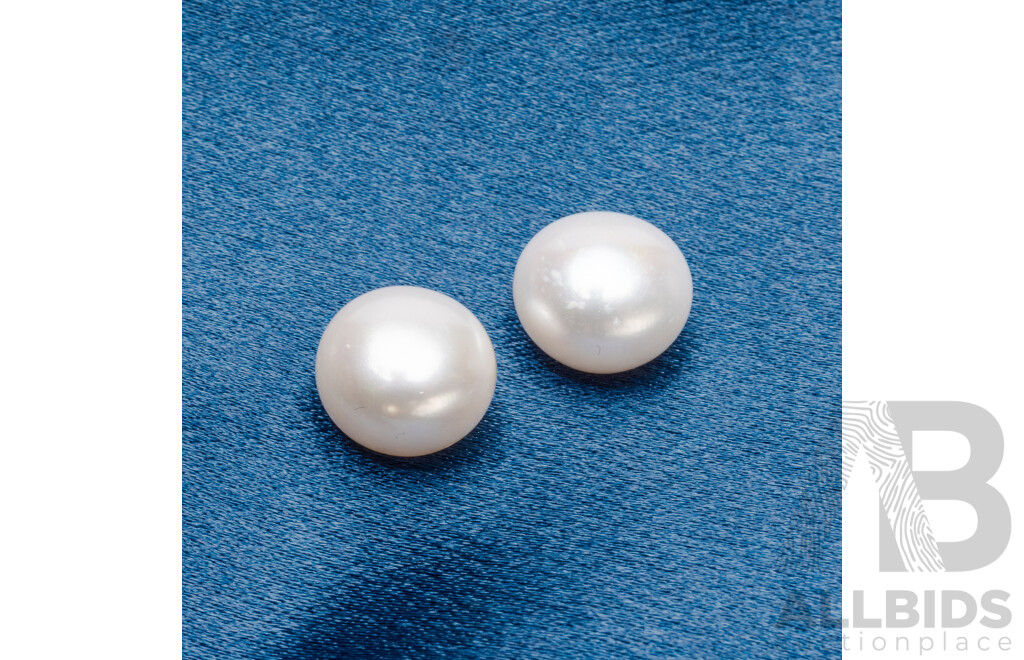 Pair of Matching Cultured Freshwater Button Pearls