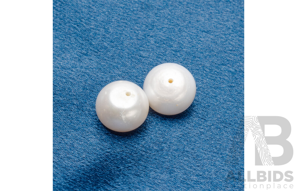 Pair of Matching Cultured Freshwater Button Pearls