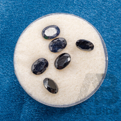 Oval Cut Dark Blue Natural Sapphires - Lot of 6