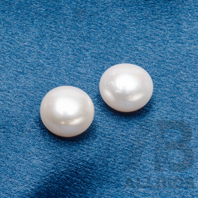 Pair of Matching Cultured Freshwater Button Pearls