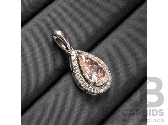 9ct White Gold Pendant with Pink & White Lab Grown Diamonds with Diamond Report - 1.03gms