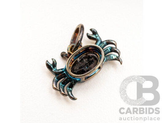 Gold Plated 925 Sterling Silver Crab Pendant with a Lightning Ridge Opal