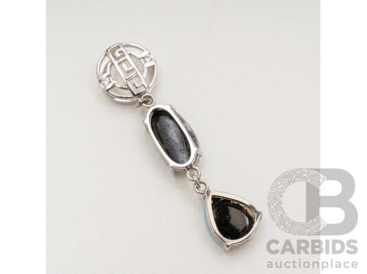 925 Sterling Silver Drop Pendant with Lightning Ridge Opals