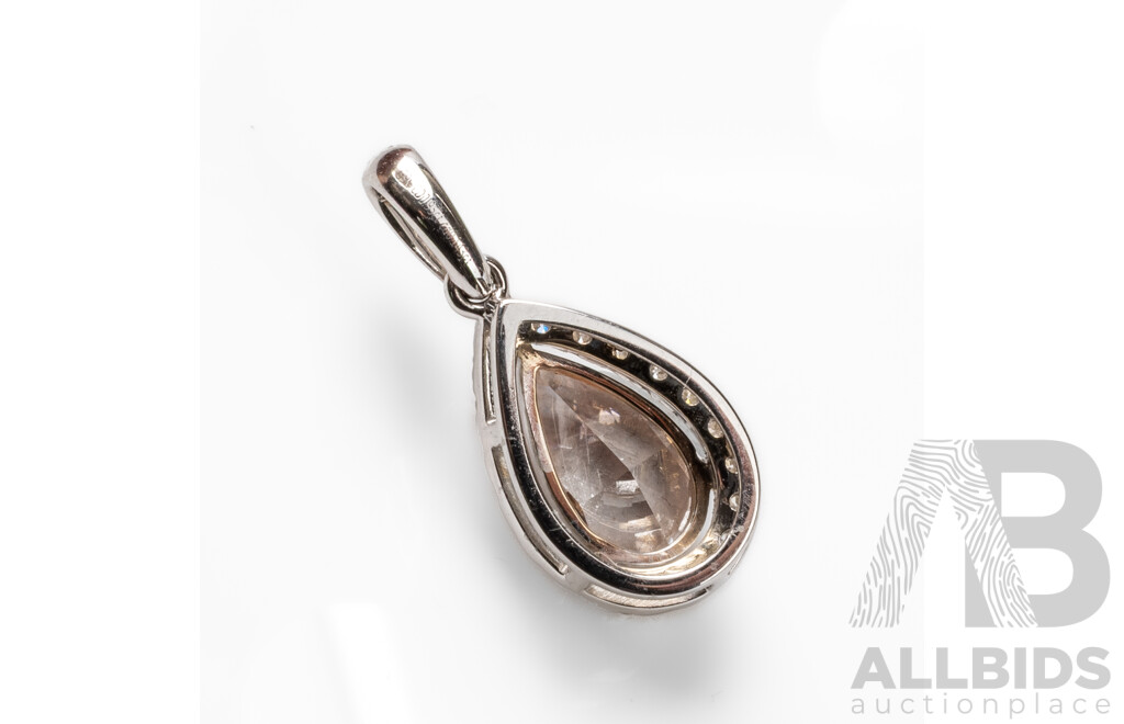 9ct White Gold Pendant with Pink & White Lab Grown Diamonds with Diamond Report - 1.03gms