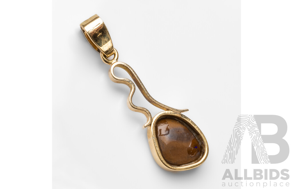 14ct Yellow Gold Australian Opal Pendant - 3.18gms