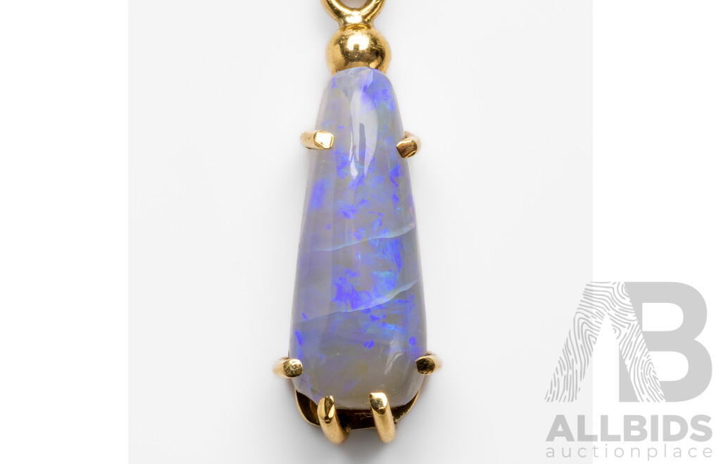 18ct Yellow Gold Australian Opal Pendant - 2.52gms