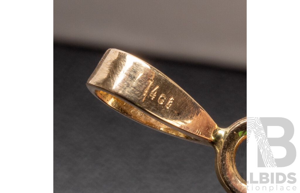 14ct Yellow Gold Pendant with Pear Cut Australian Opal - 2.92gms