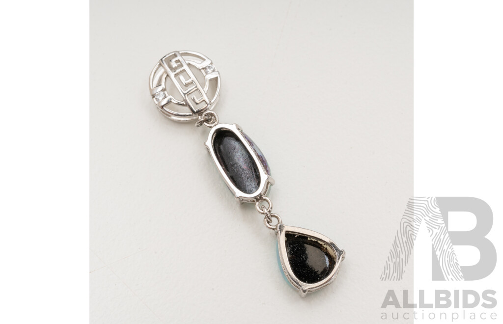 925 Sterling Silver Drop Pendant with Lightning Ridge Opals