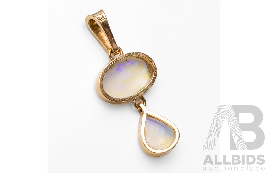 14ct Yellow Gold Australian Opal Pendant - 1.63gms