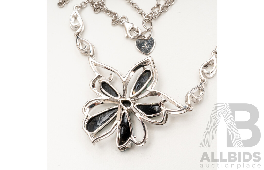 925 Sterling Silver Flower Necklace with Lightning Ridge Opals