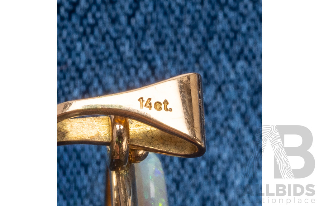 14ct Yellow Gold Australian Opal Pendant - 1.13gms