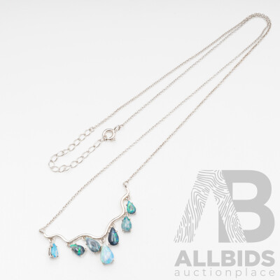 925 Sterling Silver Necklace & Pendant with Lightning Ridge Opals, Length - 50.5cms