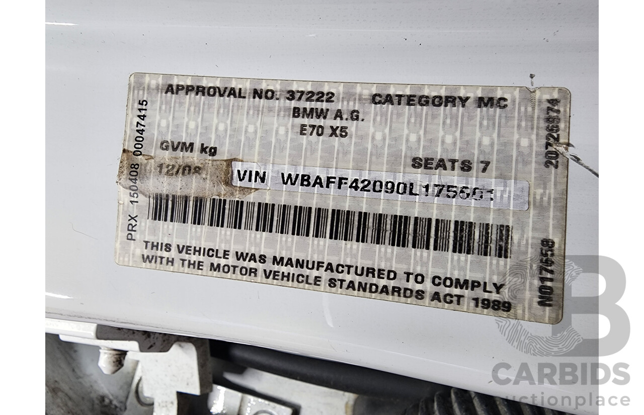 12/2008 Bmw X5 3.0d E70 4d Wagon White 3.0L