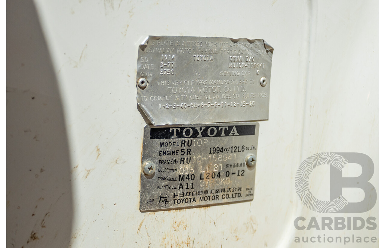 3/1977 Toyota Dyna 4d Tray Back Solid White 2.0L