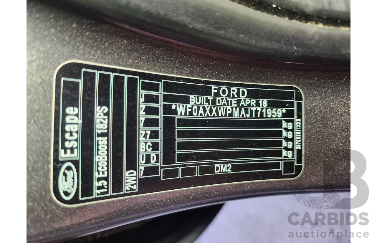 6/2018 Ford Escape Trend ZG MY18 4d Wagon Grey 1.5L