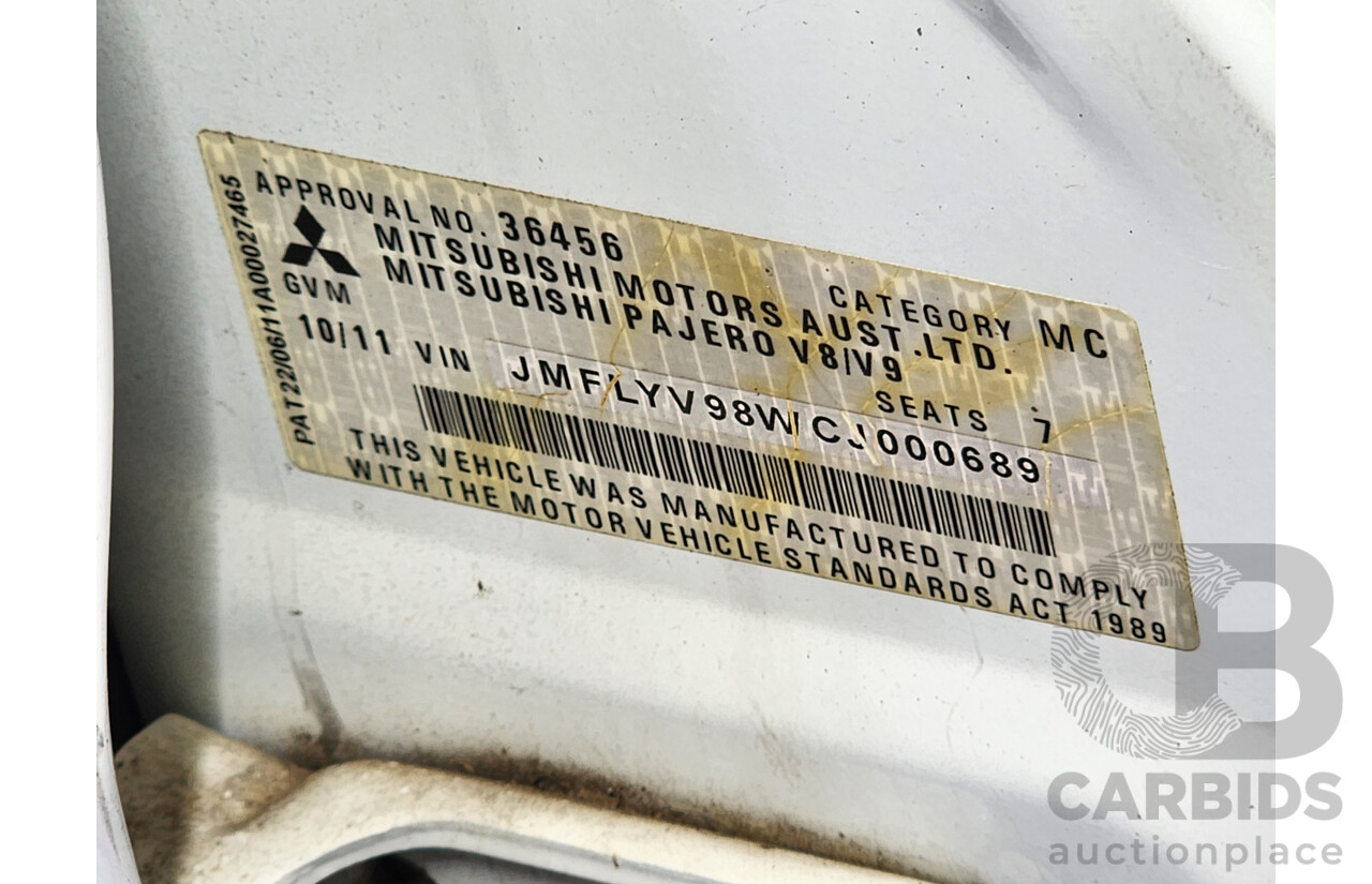 10/2011 Mitsubishi Pajero GLS LWB (4x4) NT MY11 4d Wagon White 3.2L