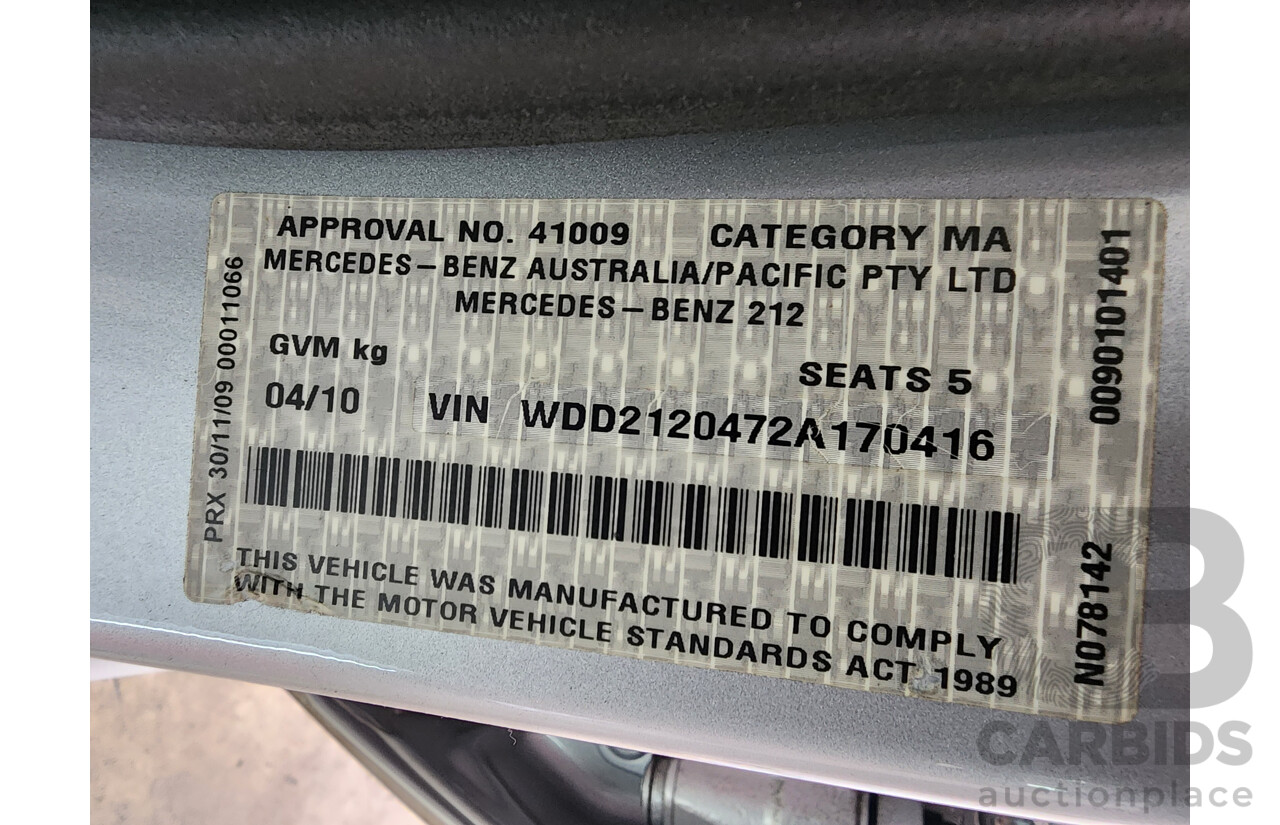 4/2010 Mercedes-Benz E250 CGI Avantgarde 212 4d Sedan Silver 1.8L