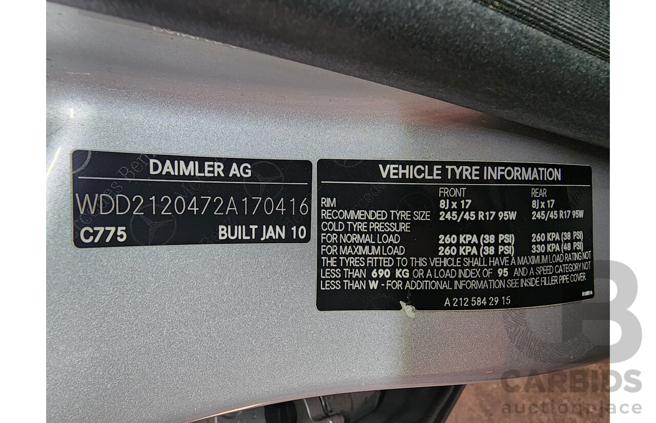 4/2010 Mercedes-Benz E250 CGI Avantgarde 212 4d Sedan Silver 1.8L