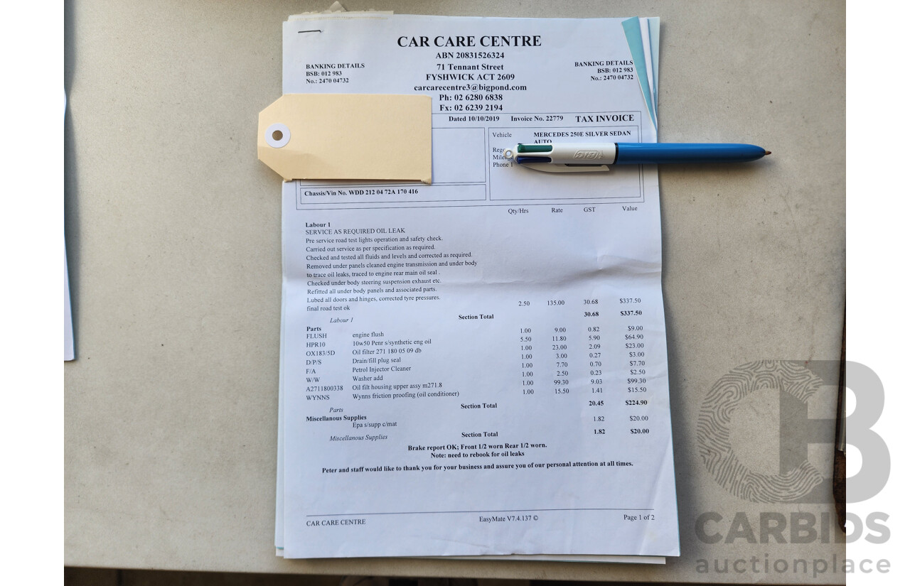 4/2010 Mercedes-Benz E250 CGI Avantgarde 212 4d Sedan Silver 1.8L