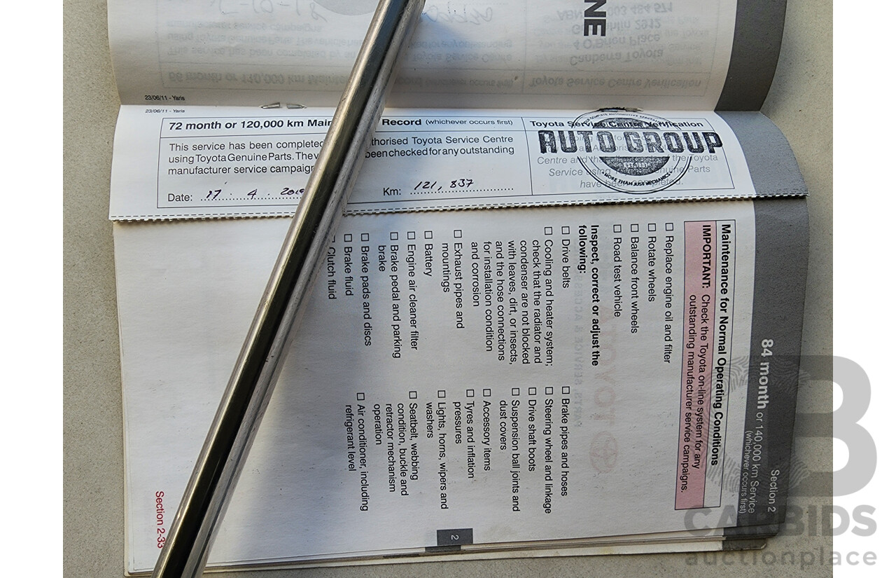 10/2011 Toyota Yaris YR NCP130R 5d Hatchback Red 1.3L