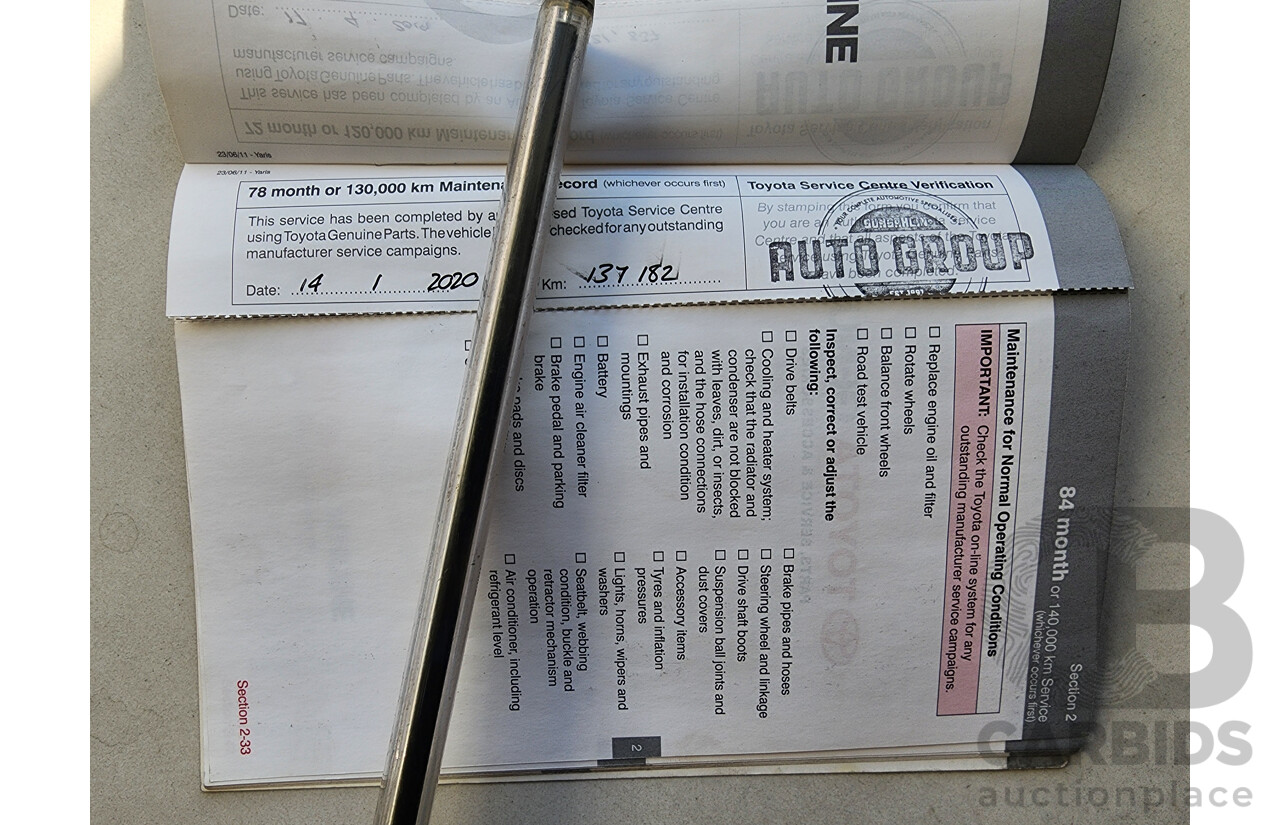 10/2011 Toyota Yaris YR NCP130R 5d Hatchback Red 1.3L