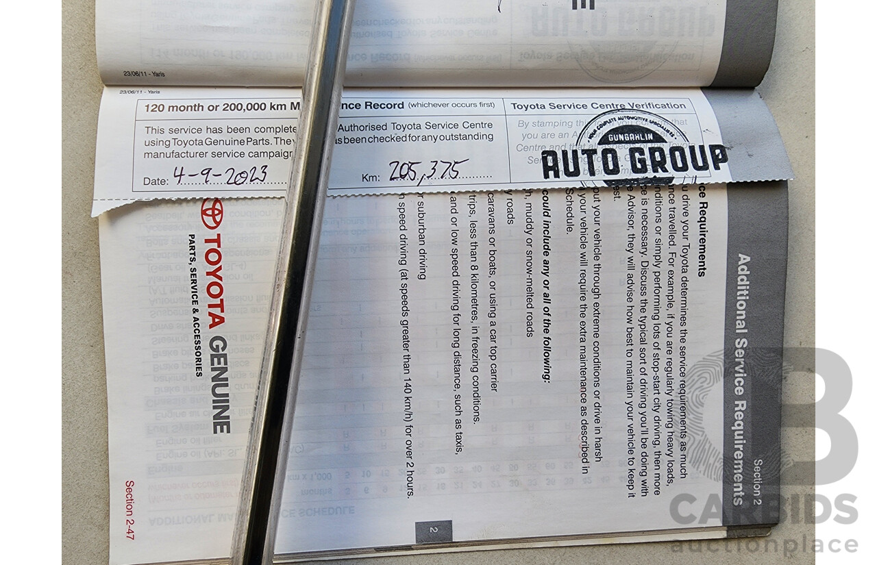 10/2011 Toyota Yaris YR NCP130R 5d Hatchback Red 1.3L