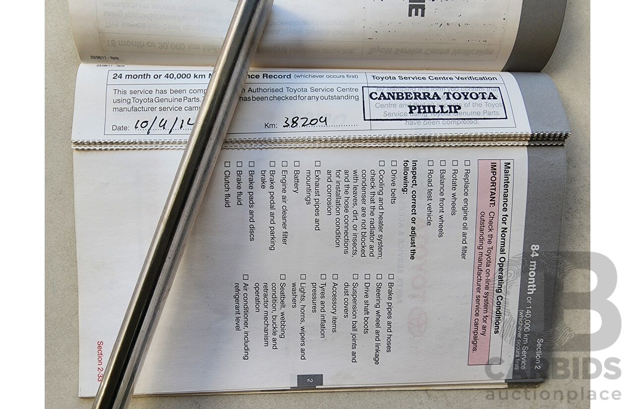 10/2011 Toyota Yaris YR NCP130R 5d Hatchback Red 1.3L