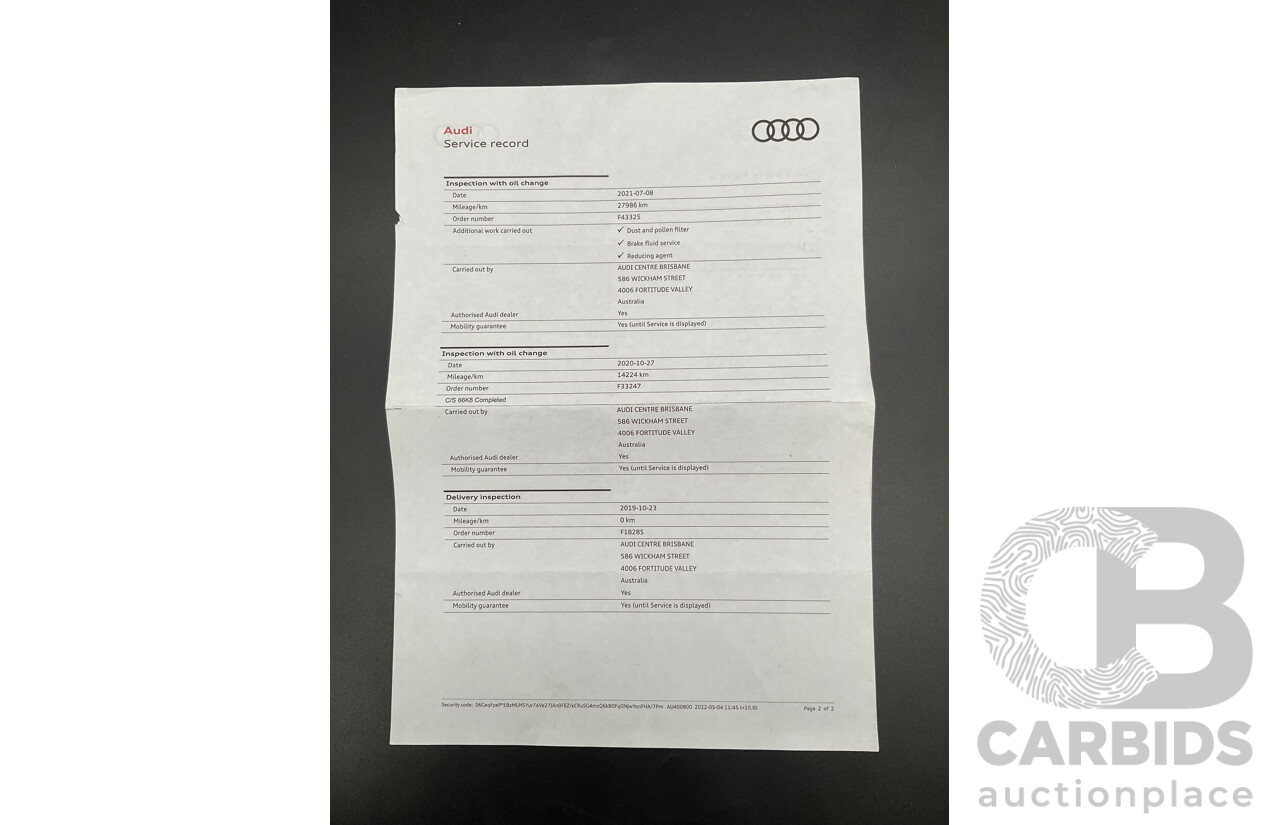 10/2019 Audi Q5 40 TDI Quattro Sport (AWD) FY MY19 4d Wagon Monsoon Grey Metallic Turbo Diesel 2.0L