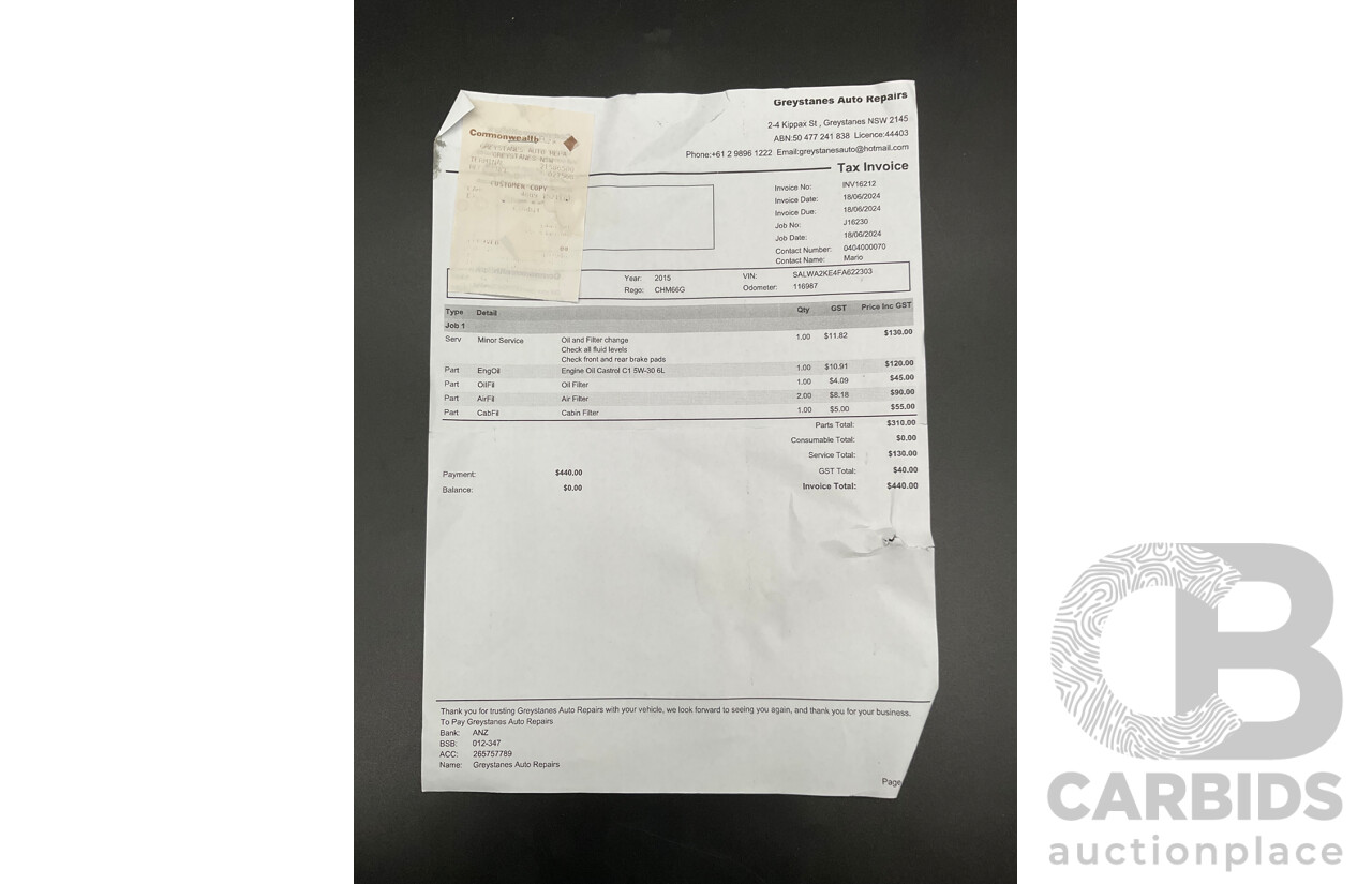 05/2015 Land Rover Range Rover Sport 3.0 SDV6 HSE (AWD) LW MY16 4d Wagon Causeway Grey Metallic Turbo Diesel V6 3.0L