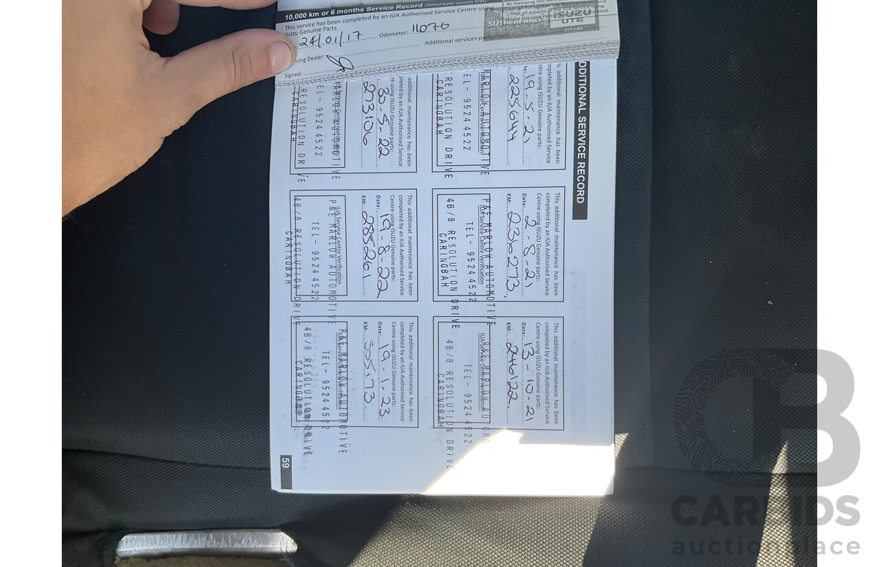 09/2016 Isuzu D-Max SX HI-RIDE (4x2) RWD TF MY15.5 C/Chas White Turbo Diesel 3.0L