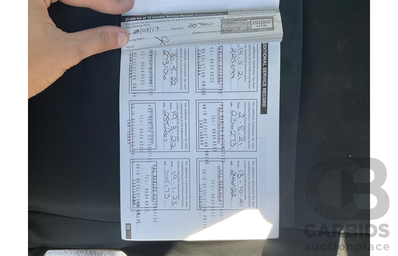 09/2016 Isuzu D-Max SX HI-RIDE (4x2) RWD TF MY15.5 C/Chas White Turbo Diesel 3.0L