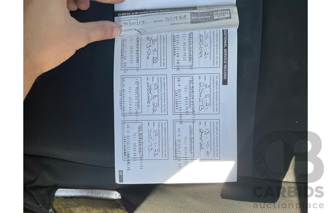 09/2016 Isuzu D-Max SX HI-RIDE (4x2) RWD TF MY15.5 C/Chas White Turbo Diesel 3.0L