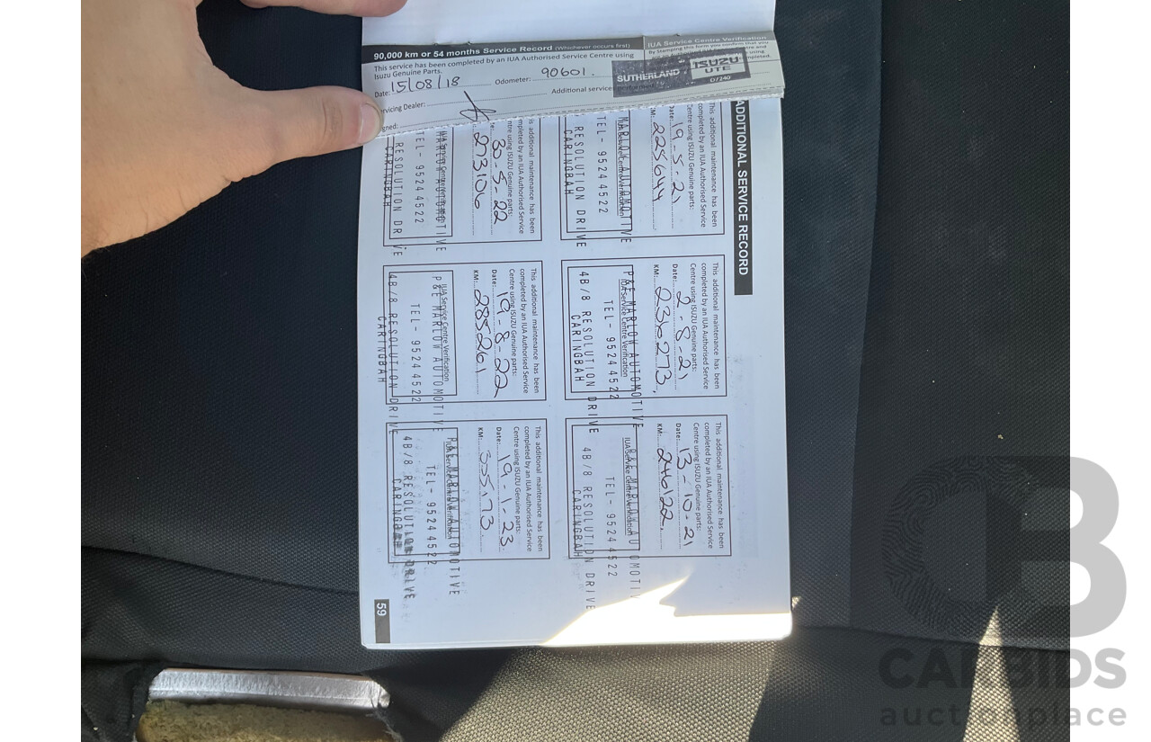 09/2016 Isuzu D-Max SX HI-RIDE (4x2) RWD TF MY15.5 C/Chas White Turbo Diesel 3.0L