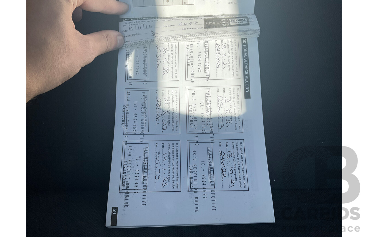 09/2016 Isuzu D-Max SX HI-RIDE (4x2) RWD TF MY15.5 C/Chas White Turbo Diesel 3.0L