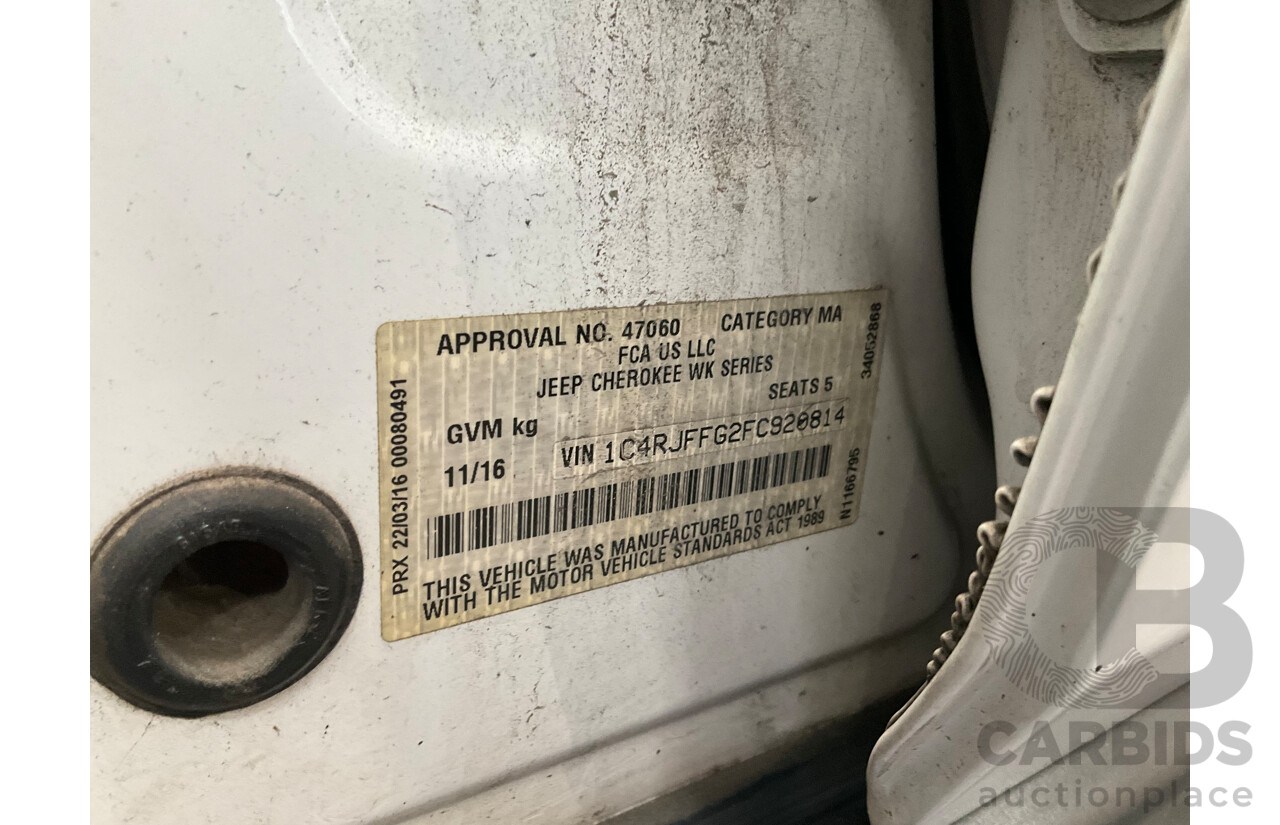 11/2016 Jeep Grand Cherokee Limited (4x4) WK MY15 4d Wagon Bright White V6 3.6L