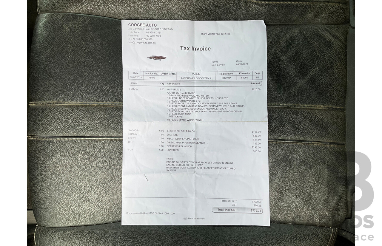 1/2013 Land Rover Discovery 4 3.0 (4X4) TDV6 MY13 4d Wagon Bronze Turbo Diesel 3.0L - 7 Seater