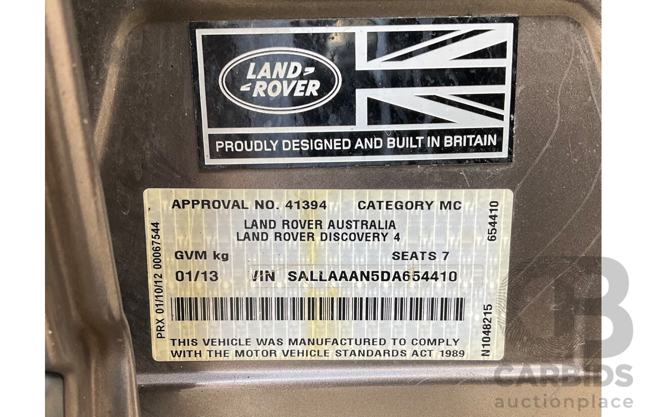 1/2013 Land Rover Discovery 4 3.0 (4X4) TDV6 MY13 4d Wagon Bronze Turbo Diesel 3.0L - 7 Seater
