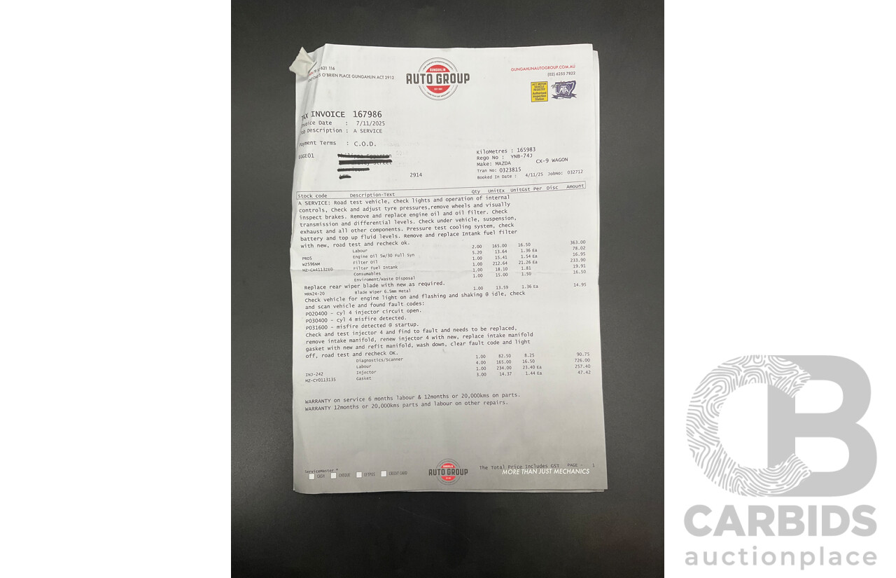 10/2013 Mazda CX-9 Luxury (FWD) MY14 4d Wagon Meteor Grey Metallic V6 3.7L - 7 Seater