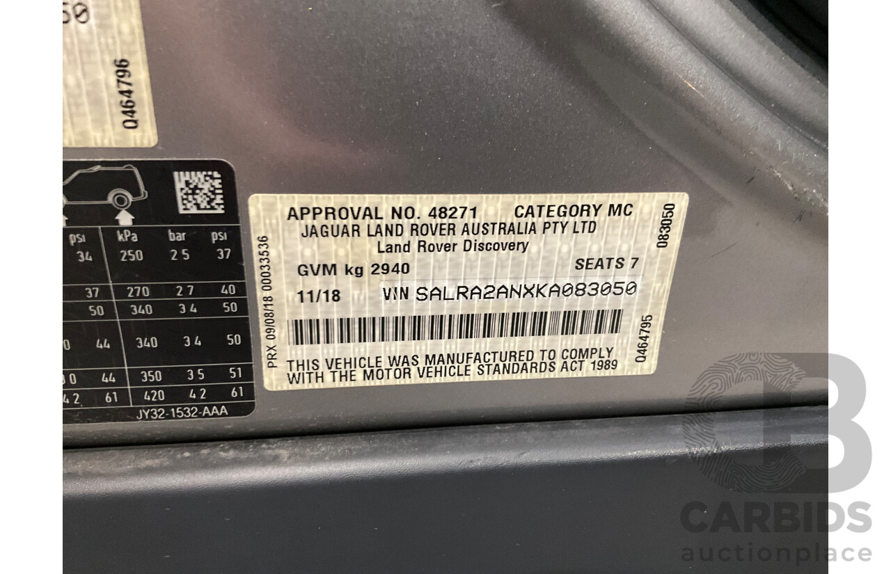 11/2018 Land Rover Discovery SD4 SE (177kW 4WD) L462 MY19 4d Wagon Silicon Silver Metallic (Matt Black Wrap) Turbo Diesel 2.0L