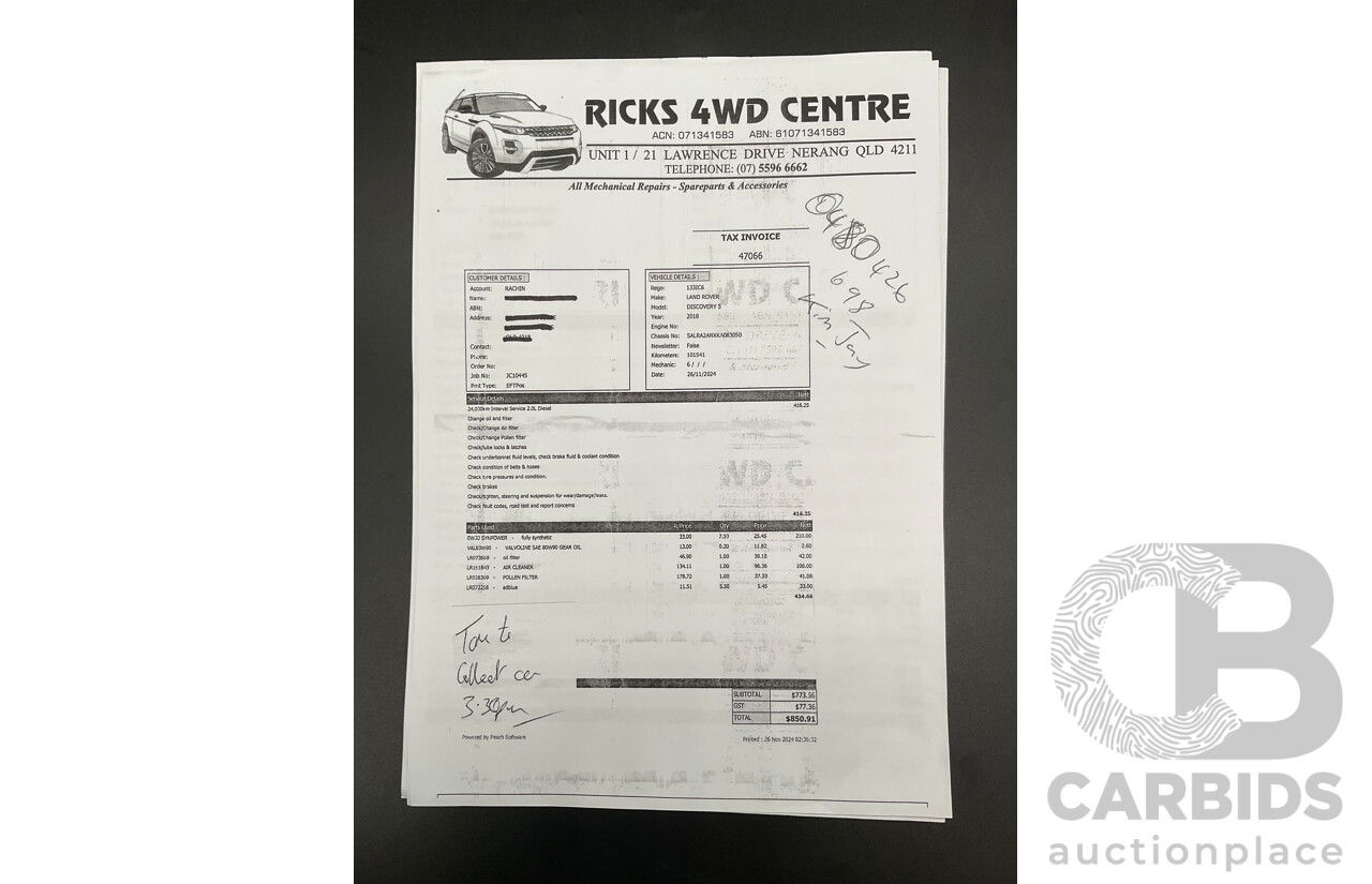 11/2018 Land Rover Discovery SD4 SE (177kW 4WD) L462 MY19 4d Wagon Silicon Silver Metallic (Matt Black Wrap) Turbo Diesel 2.0L