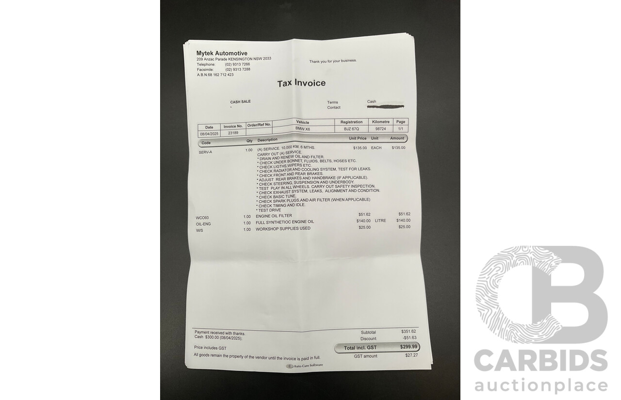 06/2009 BMW X6 xDrive35i (AWD) E71 4d Coupe Space Grey Metallic Turbo 3.0L