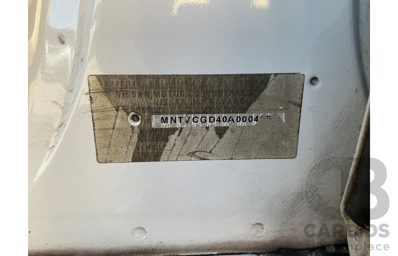 3/2013 Nissan Navara RX (4x2) D40 MY11 Dual Cab P/Up White 2.5L