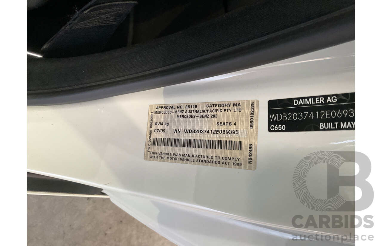 7/2009 Mercedes-Benz CLC 200 Kompressor 203 2d Coupe Calcite White Supercharged 1.8L