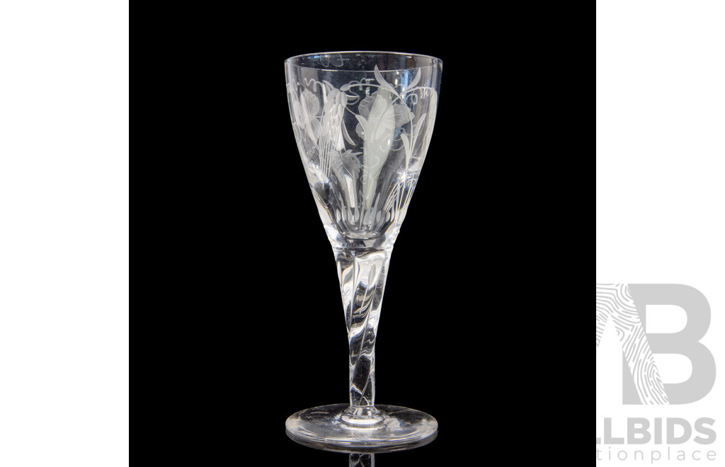 Set of Six Vintage Stuart Crystal Hops and Barley Richelieu Sherry Glasses, Height Approx 13 cm (6)