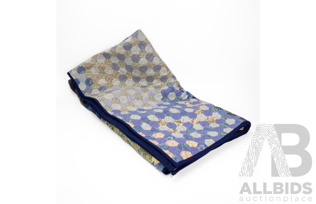Absolutely Lovely Vintage Viyella Wool Hand Crafted Quilt, 206 x 174 cm (approx dimensions)