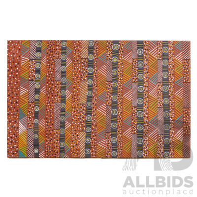 Karen Ann Puruntatameri, (20th Century, Indigenous-Australian, 1973-), Jilimara [Tiwi Design] (2003), Wonderful Original Acrylic on Canvas, 51 x 79 cm