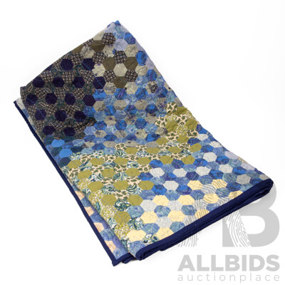 Absolutely Lovely Vintage Viyella Wool Hand Crafted Quilt, 206 x 174 cm (approx dimensions)