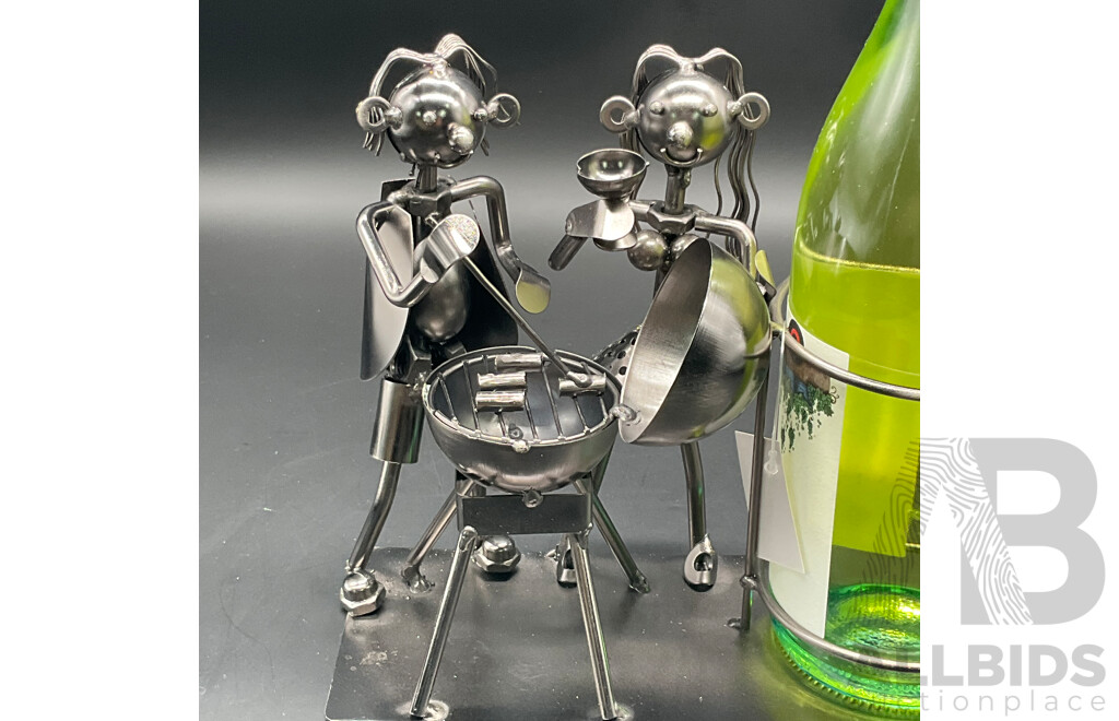 Metal ''Nuts and Bolts'' BBQ Bottle Holder Sculptures - Lot of 6