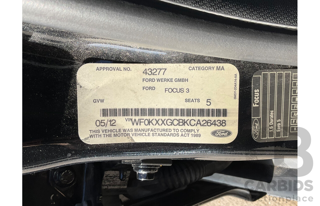 5/2012 Ford Focus Ambiente LW 5d Hatchback Black 1.6L